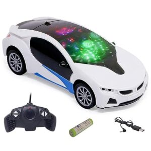 Car Remote Control Car for Boys and Girls Kids Toy 1.22 Scale 24Mhz RC Car with LED Light Racing Car Stylish Looks & Modern Design - White